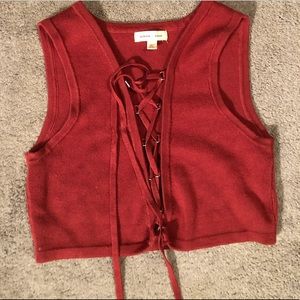 Burnt orange lace up crop top